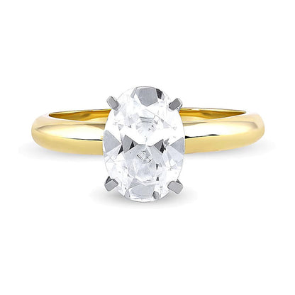 2.0 CT. Solitär-Verlobungsring mit ovalem Labordiamant in 14K Gelbgold (F/VS2)