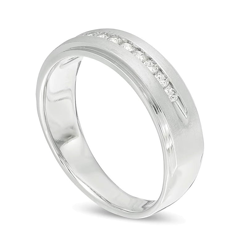 0.5 ct. Gesamtgewicht Diamant Ehering mit Satin-Finish in 10K Weißgold