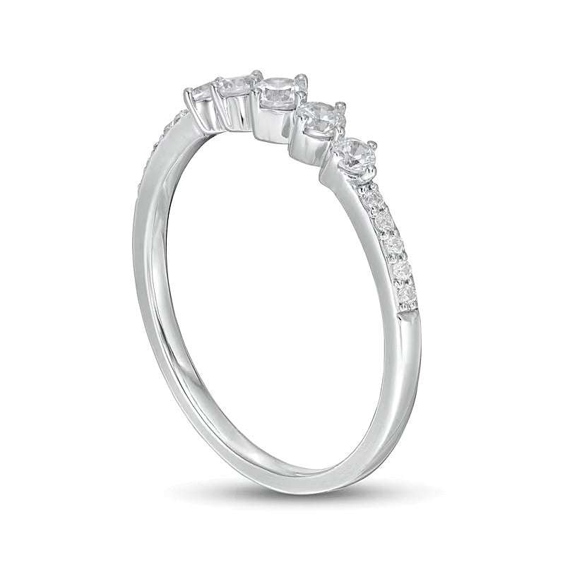 0.33 ct. Gesamtgewicht Diamant Fünfstein Memoire-Ring in 10K Weißgold