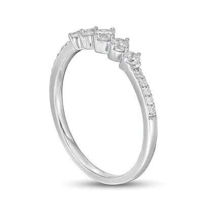 0.33 ct. Gesamtgewicht Diamant Fünfstein Memoire-Ring in 10K Weißgold