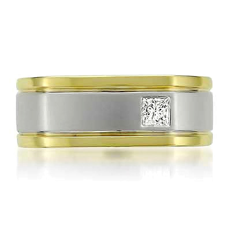 0.2 CT. Diamant-Ring im Princess-Schliff Solitär in 14K Zweifarbengold