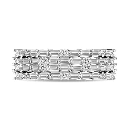 1.0 CT. TW Ring mit Diamanten im Baguette-Schliff mehrreihig quer in 14K Weißgold
