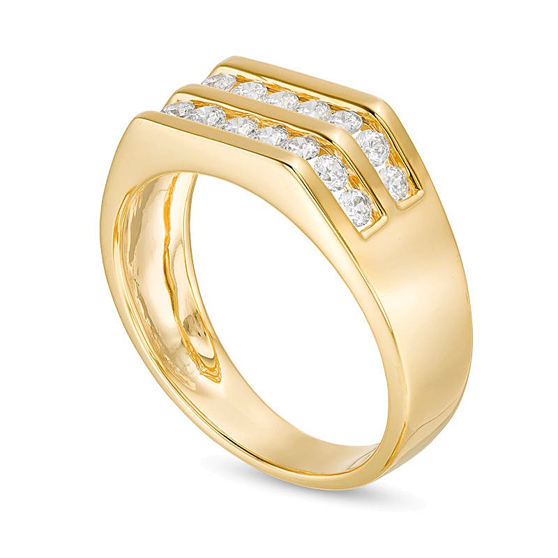 0.5 ct. Gesamtgewicht Diamant Ehering mit Komfortschliff, zweireihig, in 14K Gelbgold