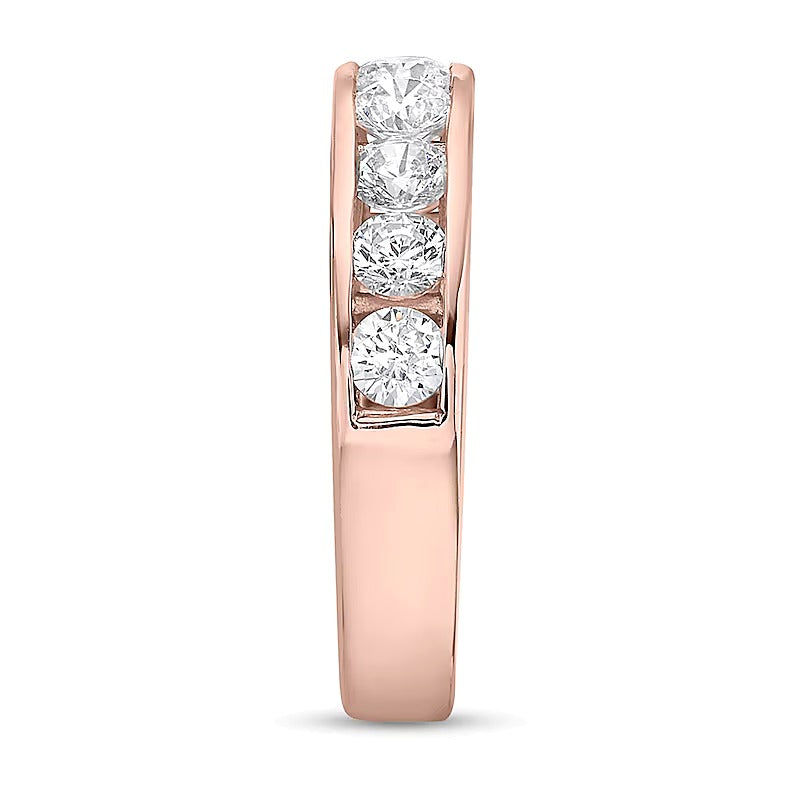 1,25 ct. Gesamtgewicht Diamant Ring mit neun Steinen, kanalgefasst, in 10K Roségold (I/I2)