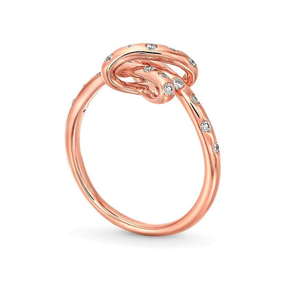 0.2 CT. Gesamtgewicht Labordiamant Bubbles-Knoten-Ring in 10K Roségold (F/SI2)
