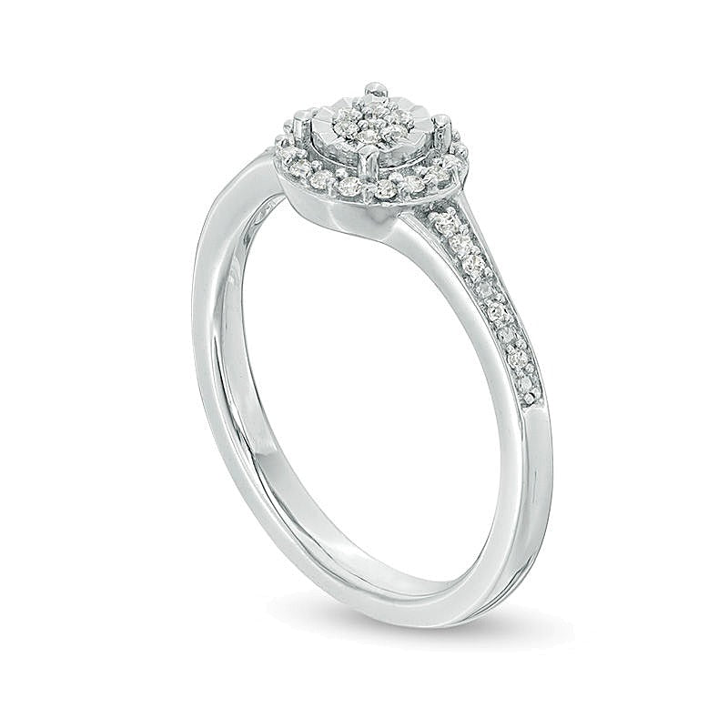 Freundschaftsring mit Komposit-Diamantrahmen 0.13 ct. Gesamtgewicht aus rhodiniertem Sterlingsilber