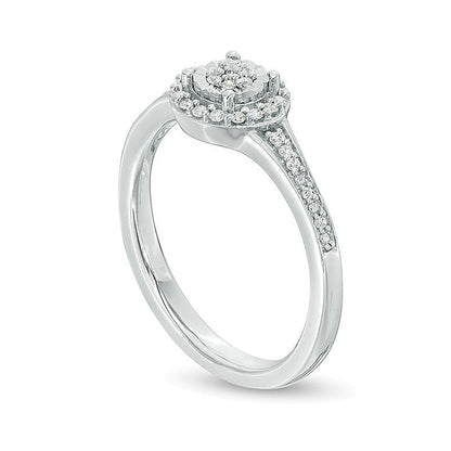 Freundschaftsring mit Komposit-Diamantrahmen 0.13 ct. Gesamtgewicht aus rhodiniertem Sterlingsilber