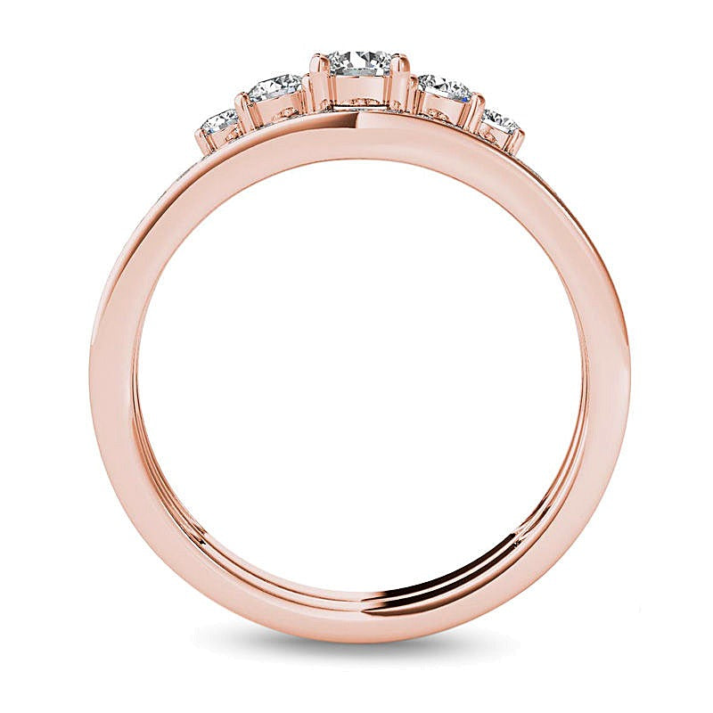 0,5 ct. Gesamtgewicht Diamant Dreistein Brautset in 14K Roségold