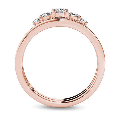 0,5 ct. Gesamtgewicht Diamant Dreistein Brautset in 14K Roségold