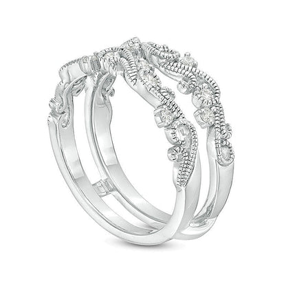 1/6.0 ct. Gesamtgewicht Diamant Ring mit Scroll-Filigranarbeit im Vintage-Stil, Solitär-Enhancer aus rhodiniertem Sterlingsilber