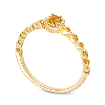 Freundschaftsring mit rundem Citrin Solitär 2,9mm und Rope-Fassung mit Infinity-Ringschiene in 10K Gelbgold