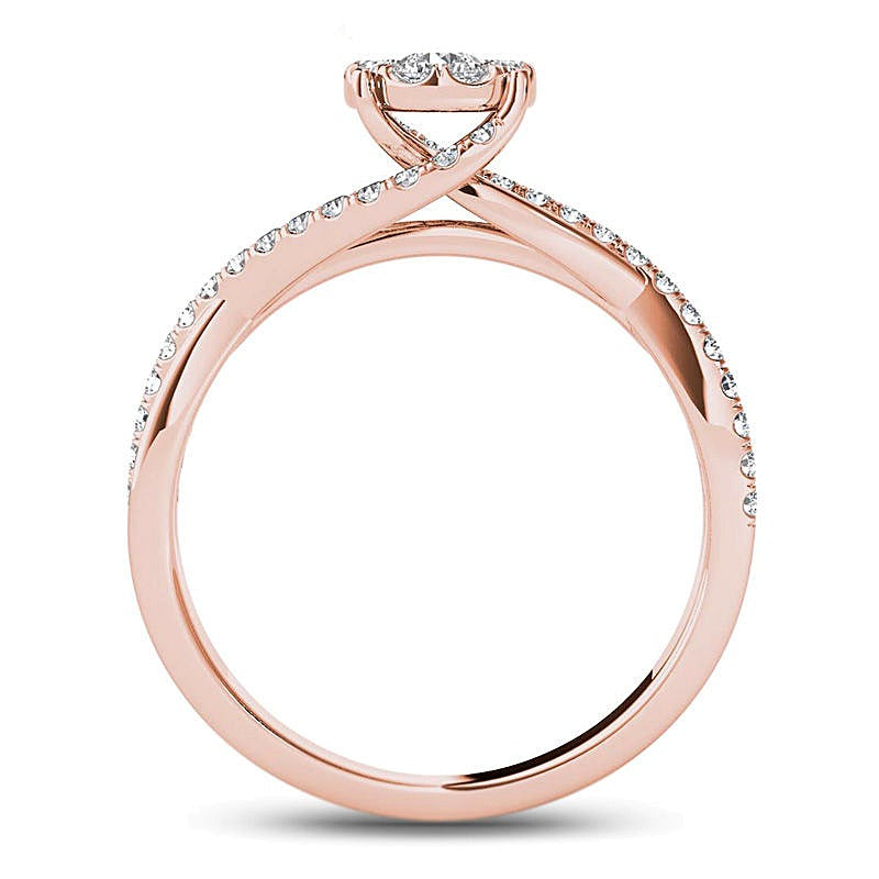 0,5 ct. Gesamtgewicht Diamant Bypass Verlobungsring in 14K Roségold