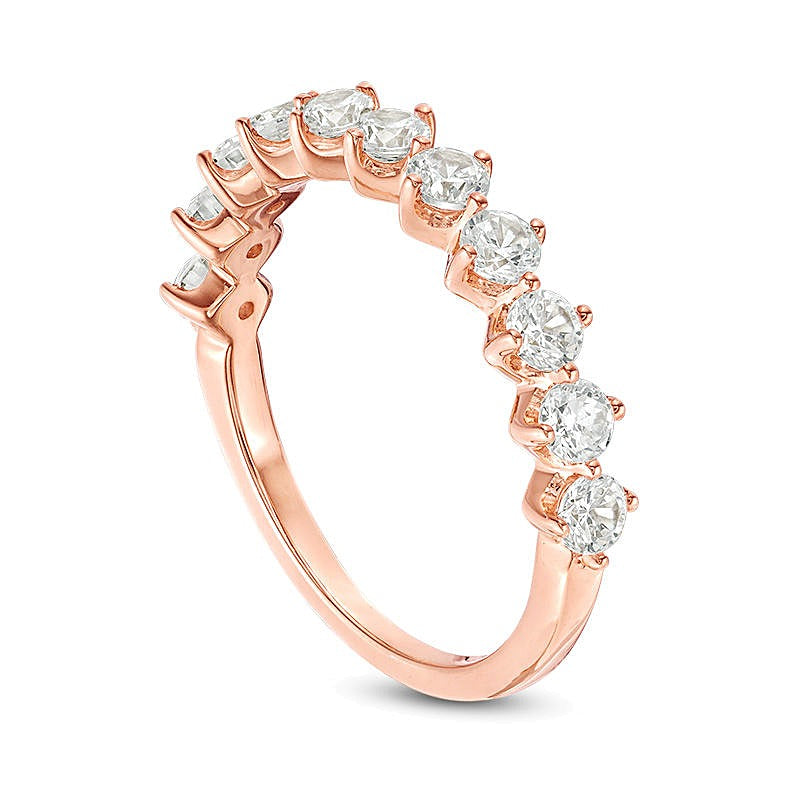Memoire-Ring mit elf Diamanten 1.0 ct. Gesamtgewicht in 10K Roségold