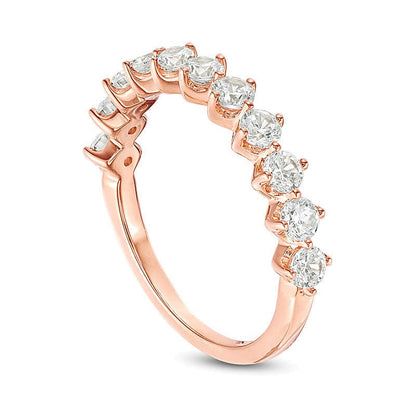 Memoire-Ring mit elf Diamanten 1.0 ct. Gesamtgewicht in 10K Roségold