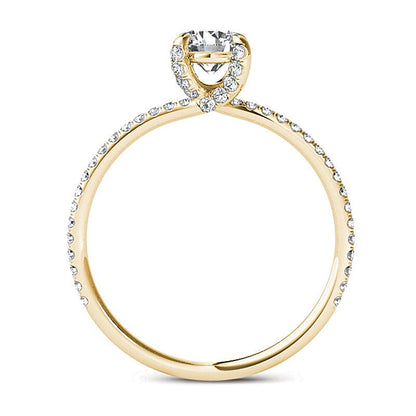 Solitär mit seitlichem Besatz Verlobungsring 0.75 ct. Gesamtgewicht Diamant in 14K Gelbgold