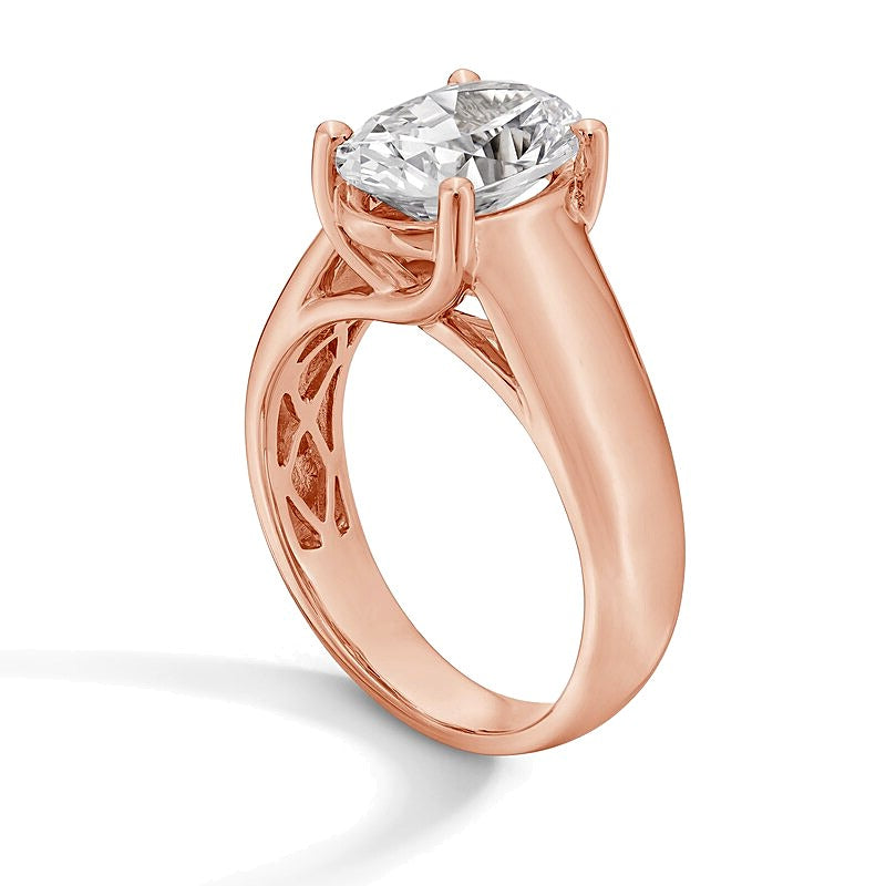 3.0 CT. Solitär-Verlobungsring mit ovalem Labordiamant und breitem Ring in 14K Roségold (F/VS2)