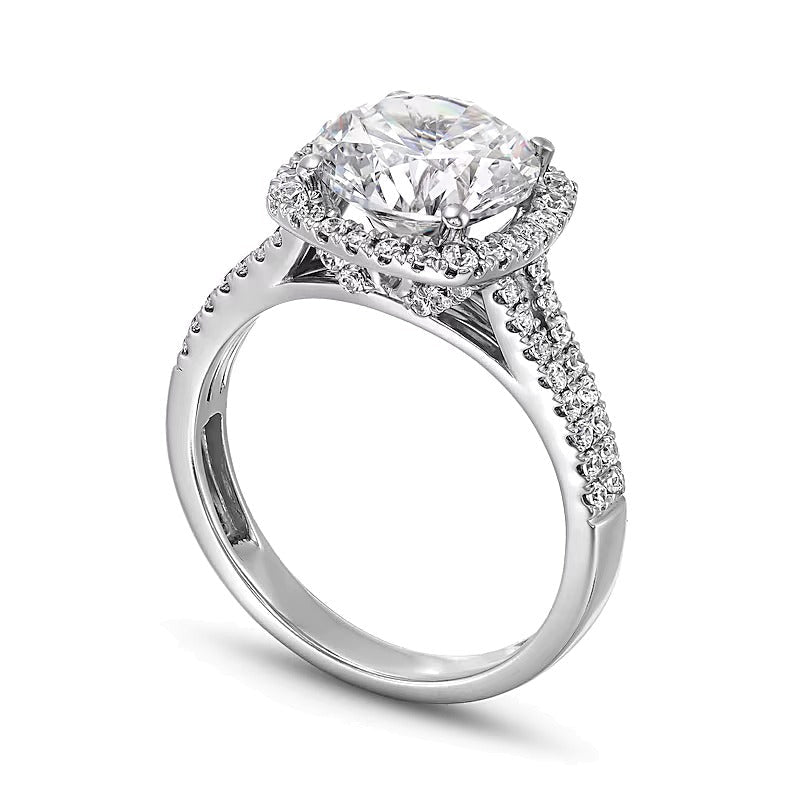 3.5 CT. TW Labordiamant Verlobungsring mit Kissenschliff-Halo und doppelter Reihe in 14K Weißgold (F/SI2)