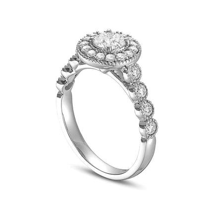 1,25 ct. Gesamtgewicht Diamant Halo-Verlobungsring in 14K Weißgold (I/I2)