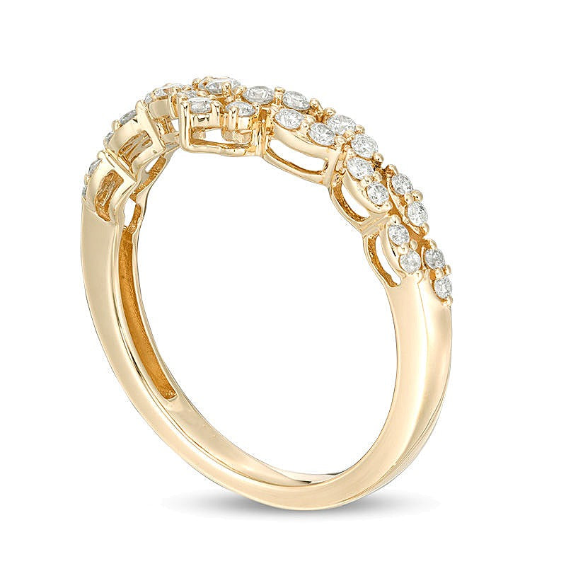 0,33 ct. Gesamtgewicht Diamant-Chevron-Ring mit doppelter Reihe in 14K Gelbgold (I/I1)