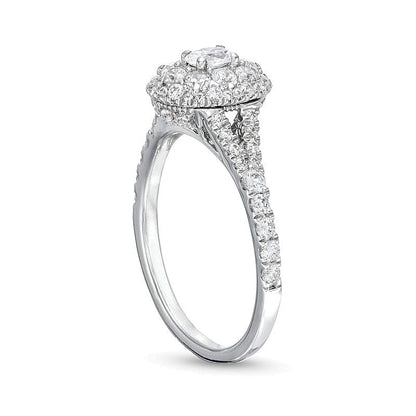 0.75 ct. Gesamtgewicht Verlobungsring mit ovalem Diamant-Besatz und Split-Shank in 10K Weißgold