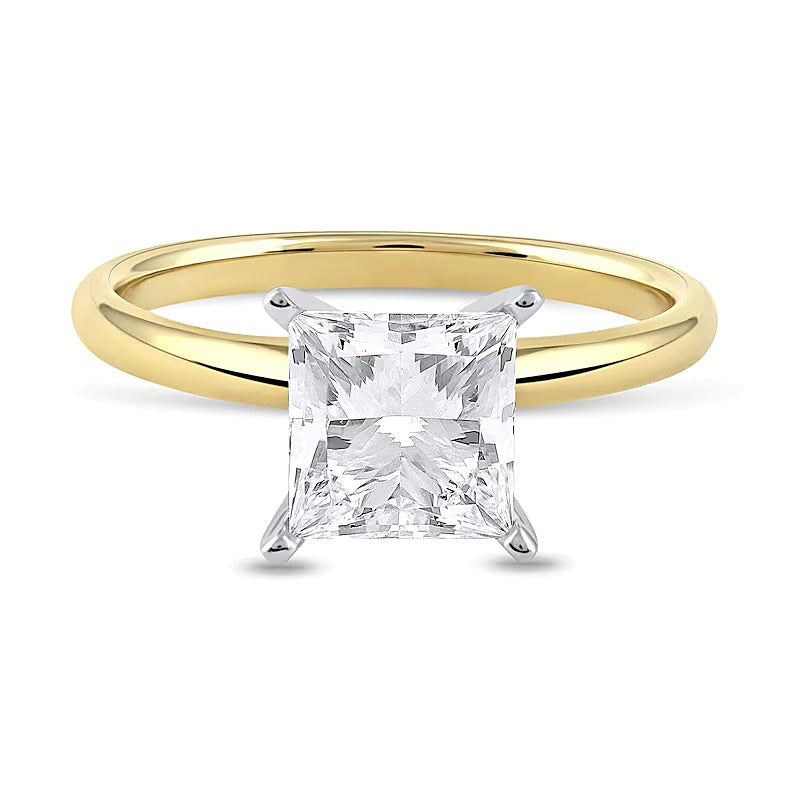 2.0 CT. Princess Labordiamant Solitär Verlobungsring in 14K Gelbgold (F/VS2)