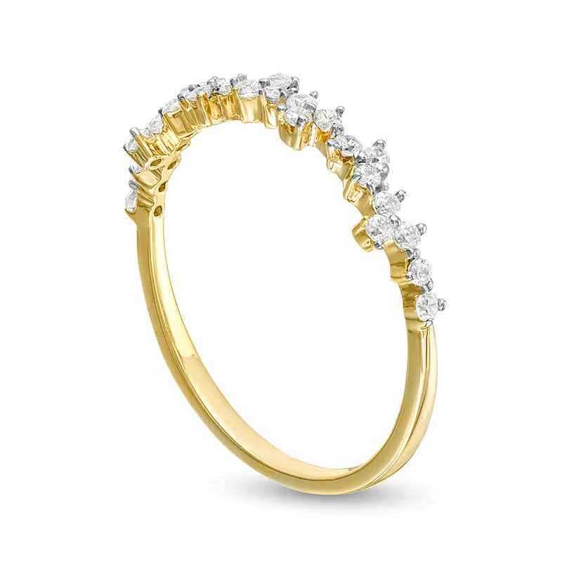 0,25 ct. Gesamtgewicht Diamant-Memoire-Ring mit Streubesatz in 10K Gelbgold
