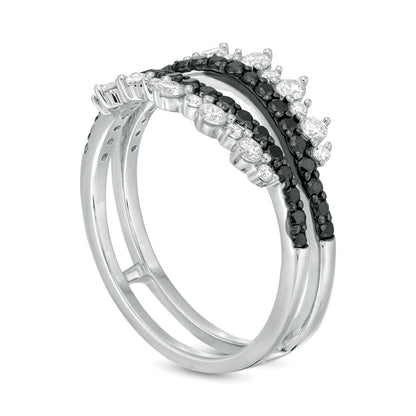 0.75 CT. Gesamtgewicht behandelter schwarzer und weißer Diamant Tiara-Stil Solitär-Enhancer in 10K Weißgold
