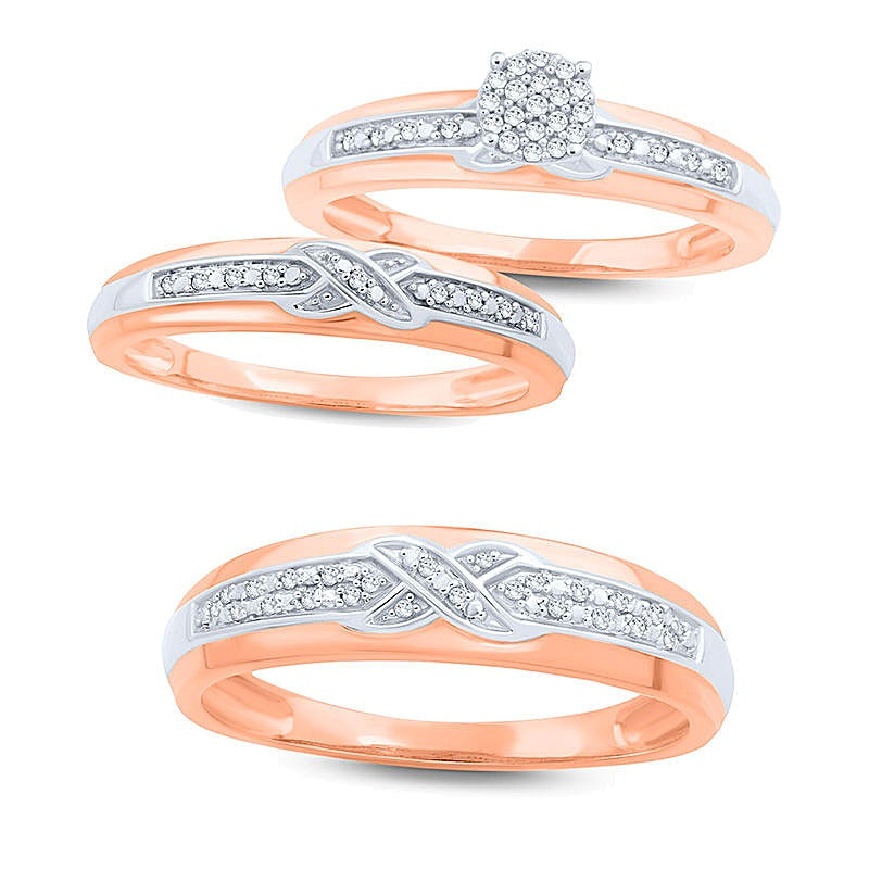 0.05 ct. Gesamtgewicht Diamant Criss-Cross Ehering in 10K Roségold