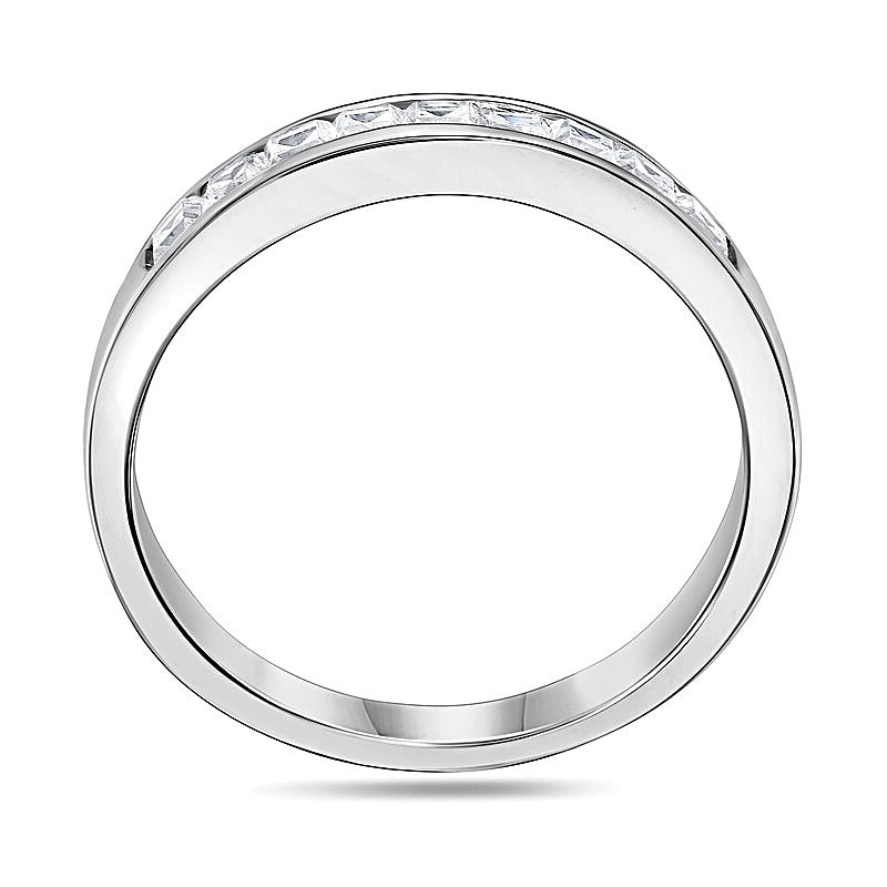 0,5 ct. Gesamtgewicht Ehering mit Diamanten im Princess-Schliff in 14K Weißgold (I/SI2)