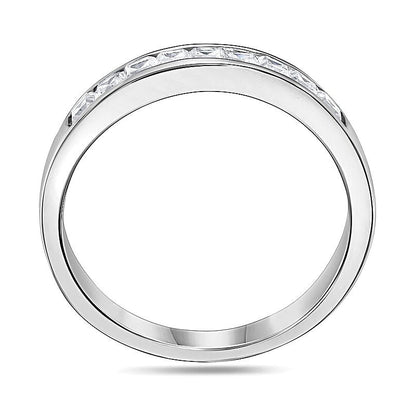 0,5 ct. Gesamtgewicht Ehering mit Diamanten im Princess-Schliff in 14K Weißgold (I/SI2)