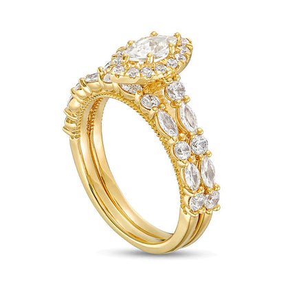 Braut-Set mit Diamanten im Marquise-Schliff 1.5 ct. Gesamtgewicht in 14K Gelbgold (I/I1)