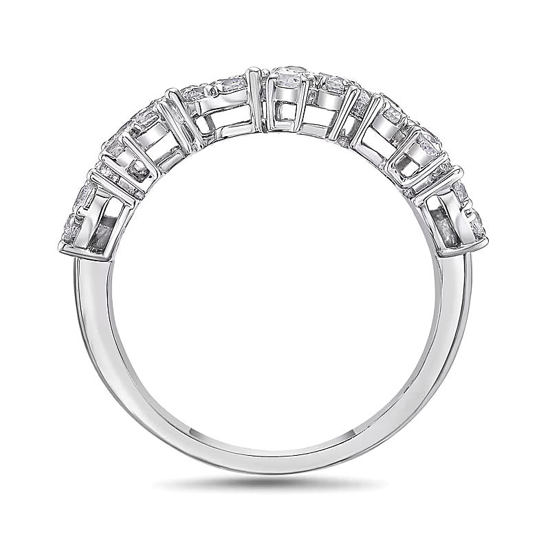 1.0 CT. Gesamtgewicht Diamant-Ring mit Marquise und Tropfen im Zickzack-Design in 10K Weißgold
