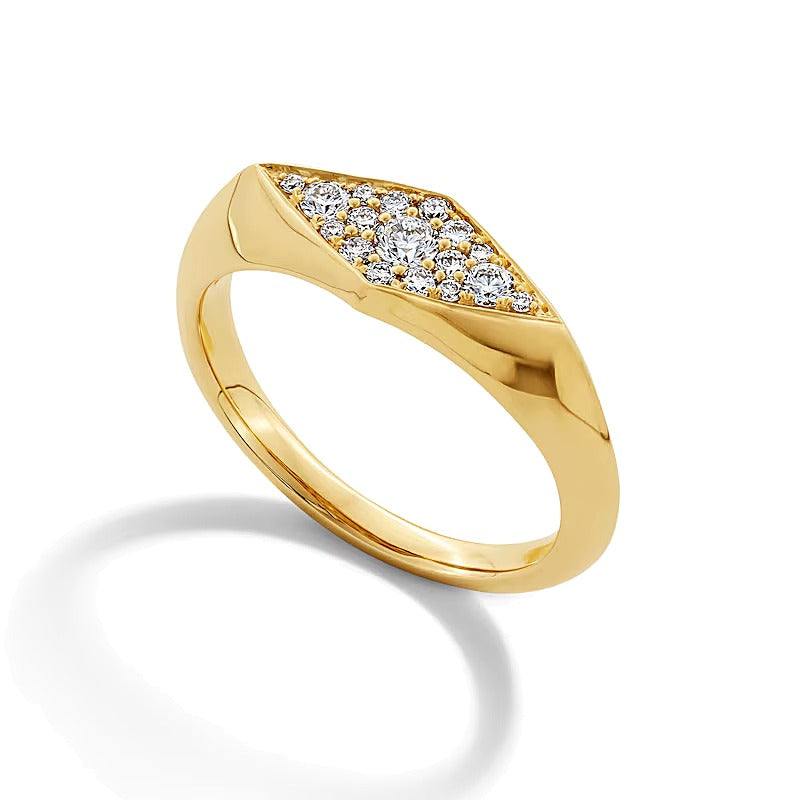 0.25 ct. Gesamtgewicht geometrischer Fashion-Ring mit Labordiamanten in 10K Gelbgold (F/VS2)