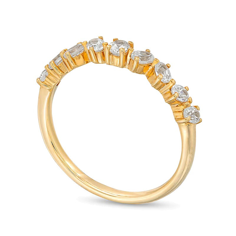 Memoire-Ring mit neun ovalen Diamanten im Wechsel, 0.5 ct. Gesamtgewicht, in 14K Gelbgold