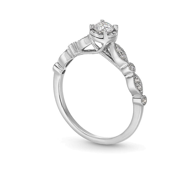 0,33 ct. Gesamtgewicht Diamant-Verlobungsring im Vintage-Stil in 14K Weißgold