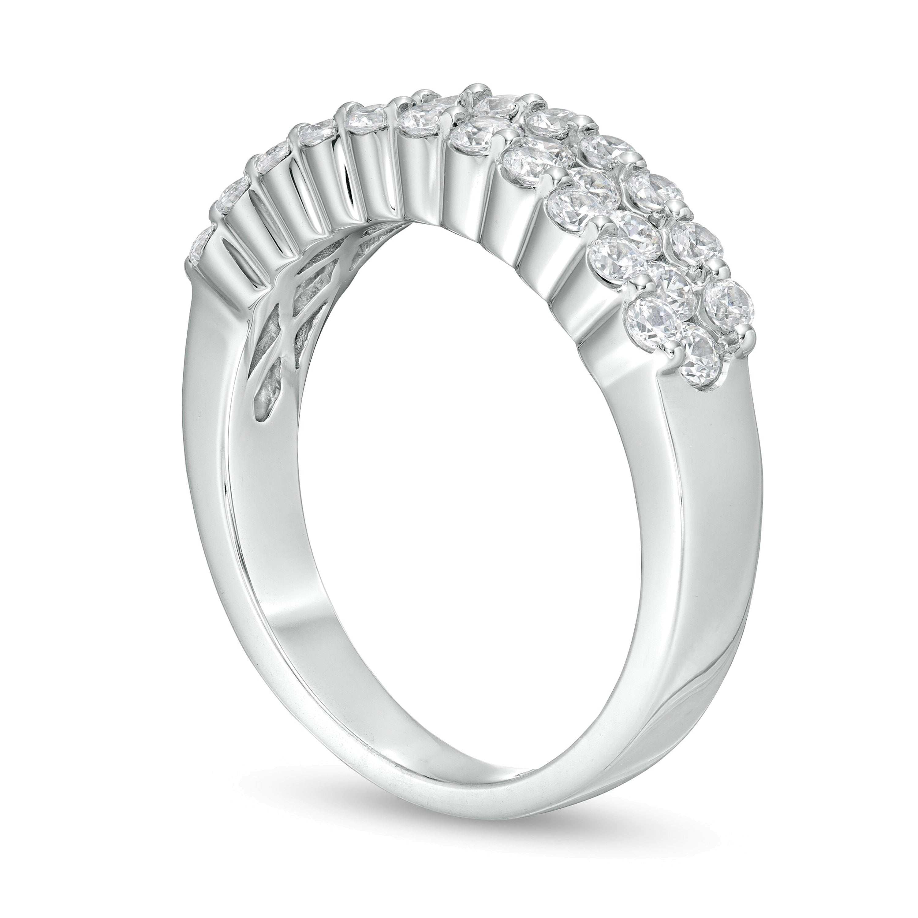 1.0 CT. TW Diamant-Ehering mehrreihig in 14K Weißgold