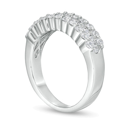 1.0 CT. TW Diamant-Ehering mehrreihig in 14K Weißgold