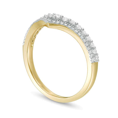 0.25 ct. Gesamtgewicht Diamant Memoire-Ring mit doppeltem Chevron in 10K Gelbgold