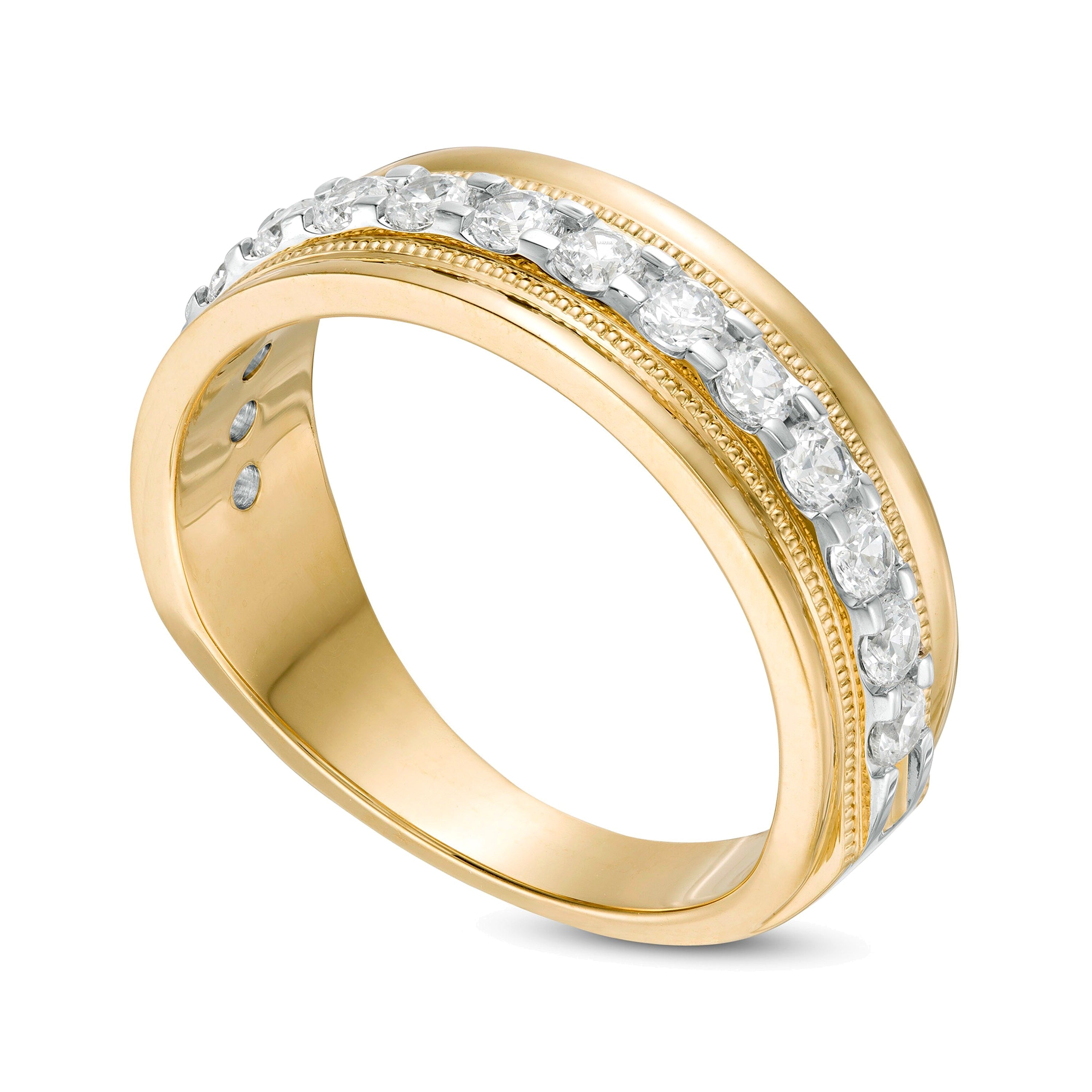 1.0 CT. Gesamtgewicht Diamant Milgrain Ehering in 10K Gelbgold