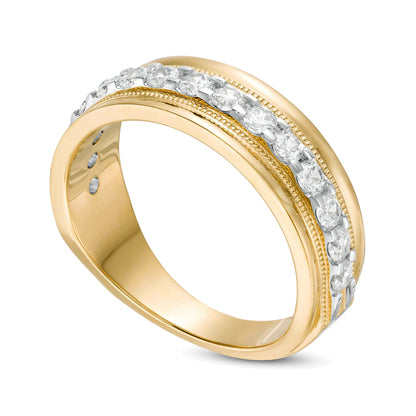 1.0 CT. Gesamtgewicht Diamant Milgrain Ehering in 10K Gelbgold
