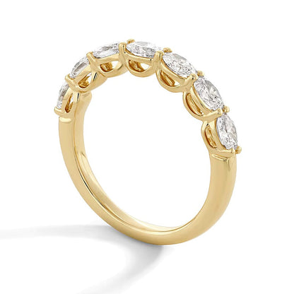 1.0 CT. Gesamtgewicht Memoire-Ring mit sieben ovalen Labordiamanten in 14K Gelbgold (F/VS2)