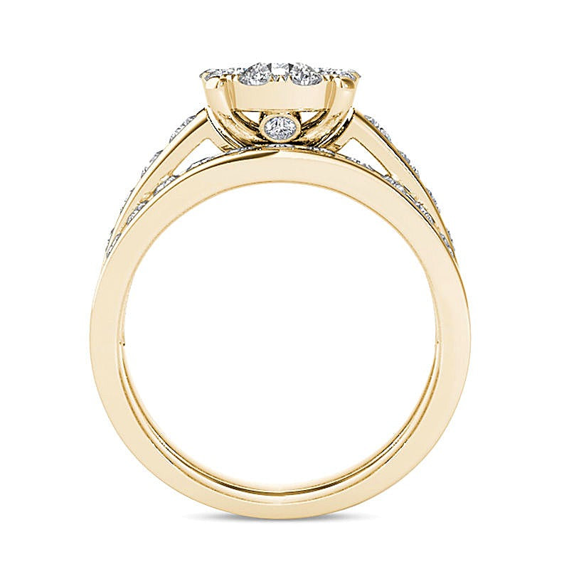 1,5 ct. Gesamtgewicht Diamant-Brautset in 14K Gelbgold