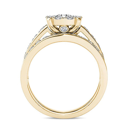1,5 ct. Gesamtgewicht Diamant-Brautset in 14K Gelbgold