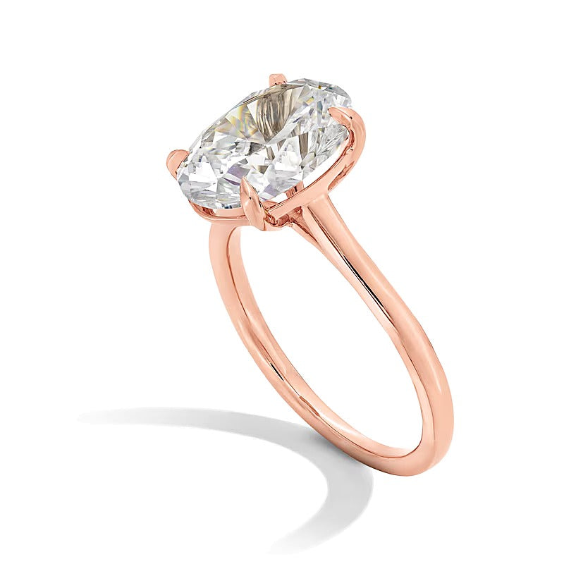 4.0 CT. Ovaler Labordiamant Solitär Verlobungsring in 14K Roségold (F/VS2)
