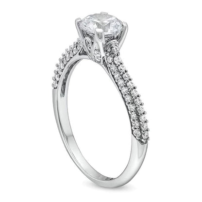 1,38 ct. Gesamtgewicht Diamant Verlobungsring als Solitär mit seitlichem Besatz in 14K Weißgold