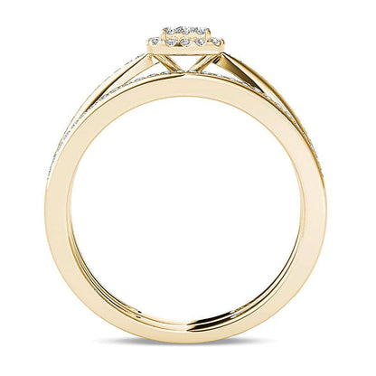 Braut-Set mit Diamanten im Kissenschliff und rund, 0.25 ct. Gesamtgewicht, in 14K Gelbgold