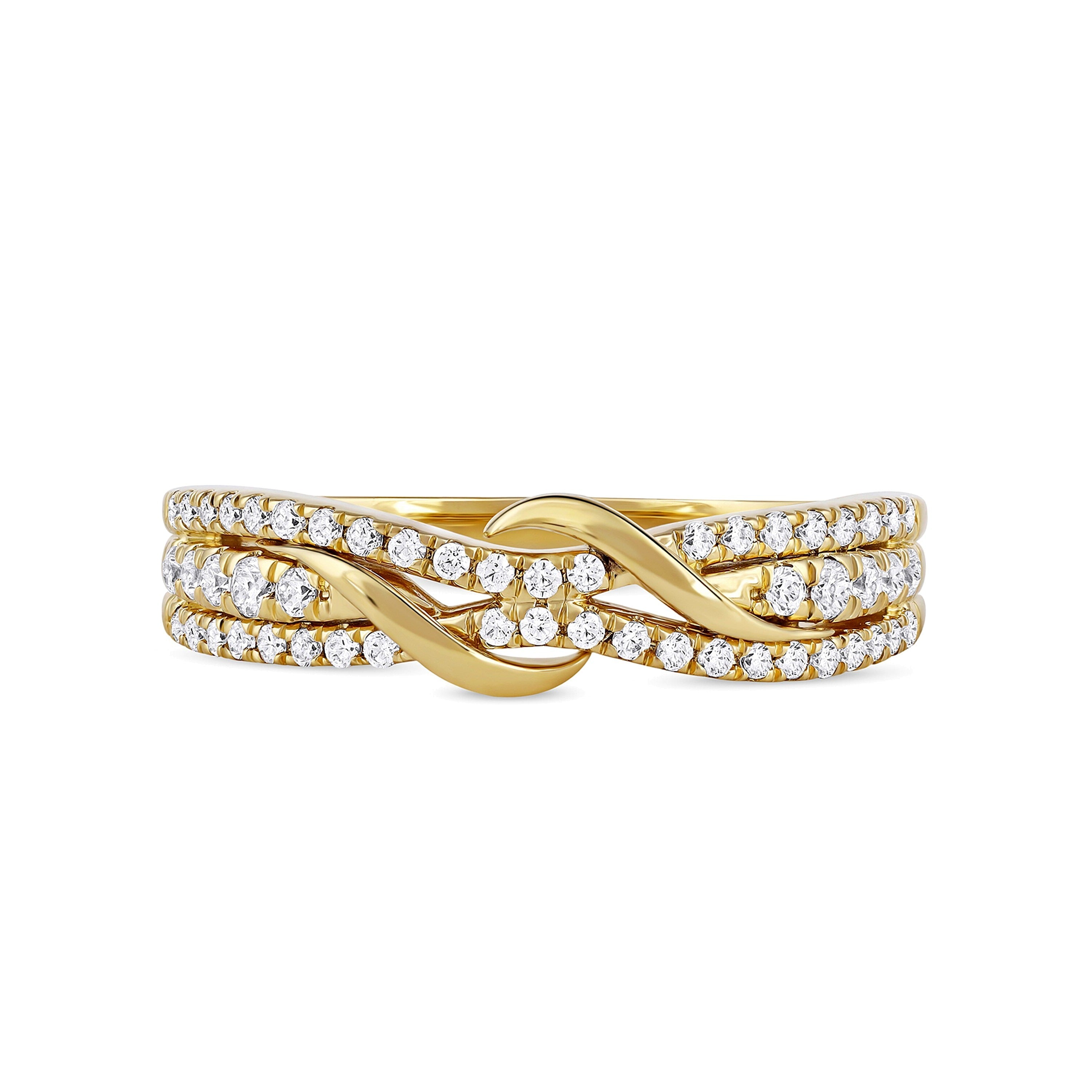 Ring mit Diamanten 0,33 ct. Gesamtgewicht, Double-Wrap-Wellendesign, in 10K Gelbgold