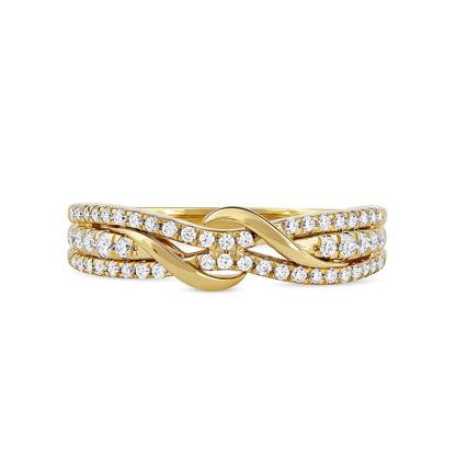 Ring mit Diamanten 0,33 ct. Gesamtgewicht, Double-Wrap-Wellendesign, in 10K Gelbgold