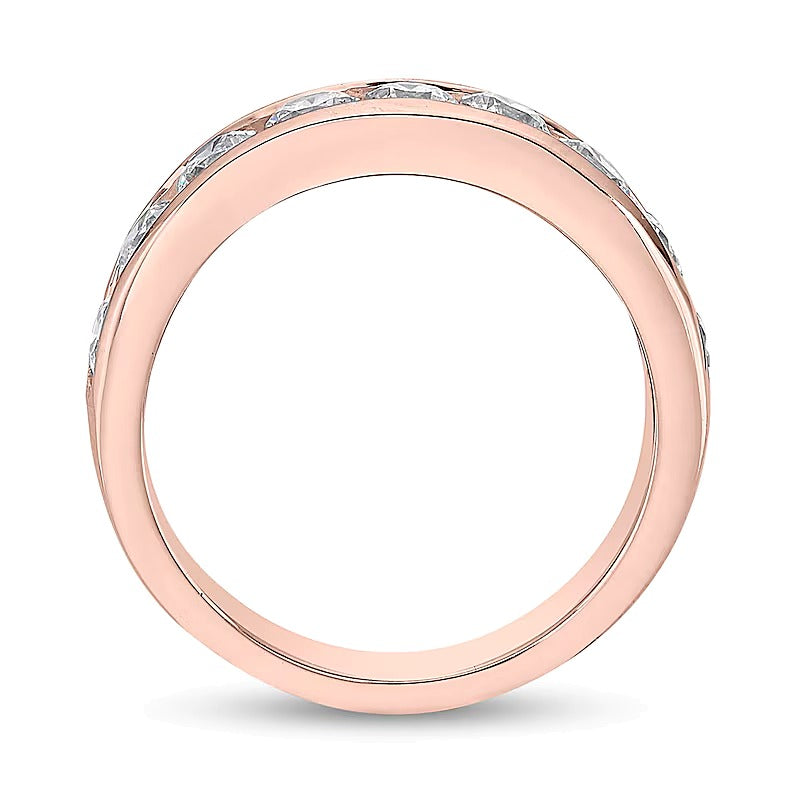 1,5 ct. Gesamtgewicht Diamant Neun-Stein-Ring kanalgefasst in 10K Roségold (I/I2)