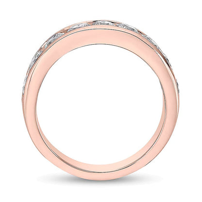 1,5 ct. Gesamtgewicht Diamant Neun-Stein-Ring kanalgefasst in 10K Roségold (I/I2)